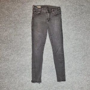 True Religion Halle 28 (Meas 26x27 9" Mid Rise) Skinny Black Ankle Zip Jeans A14